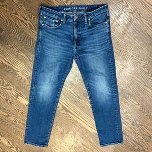 American Eagle Airflex + Slim Straight Mens Medium Wash Jeans Sz 33 x 30